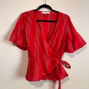Ann Taylor LOFT Red Wrap Blouse
